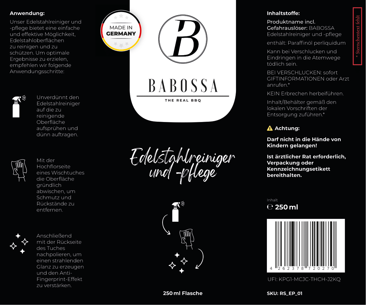 Babossa Edelstahlreiniger und - pflege - grillstarshop.comBabossa Edelstahlreiniger und - pflegeReinigerBabossagrillstarshop.comRS_EP_014262378720270