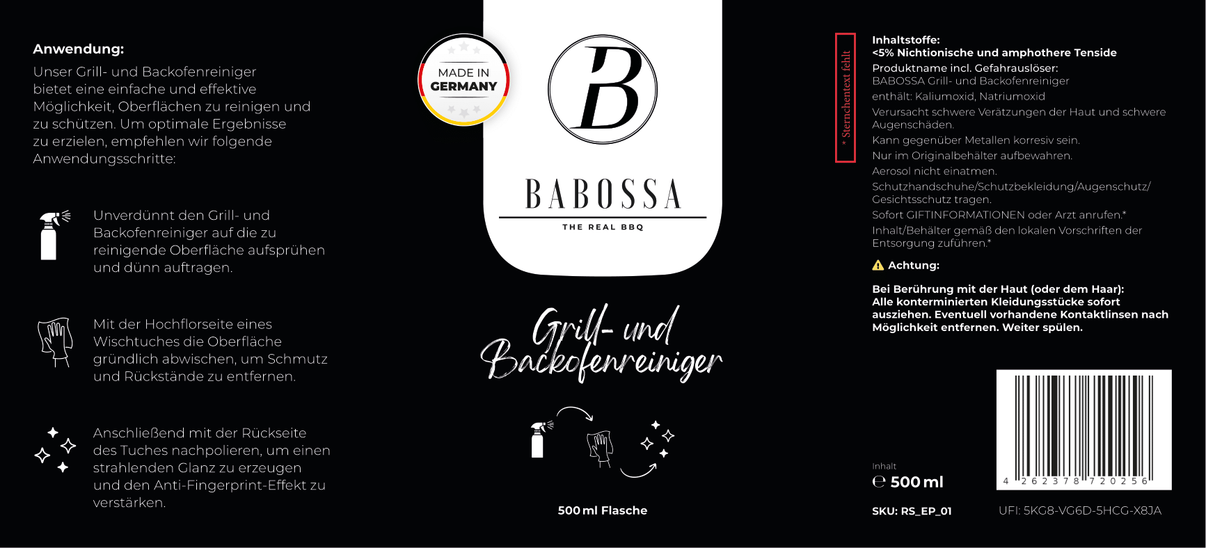 Babossa Grill - und Backofenreiniger - grillstarshop.comBabossa Grill - und BackofenreinigerReinigerBabossagrillstarshop.comGBR_RS_014262378720256