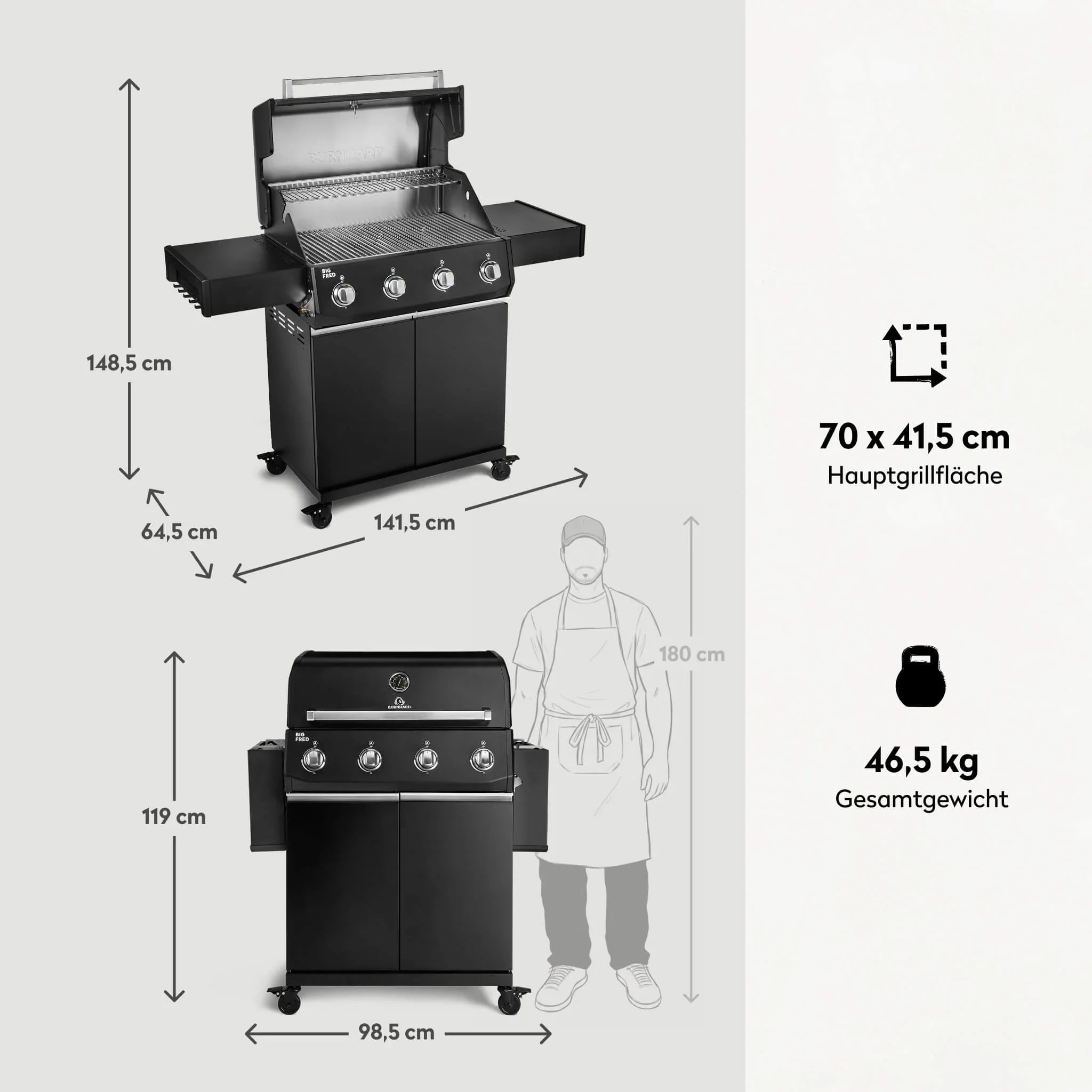 Burnhard Big FRED Base Gasgrill 4 - Brenner Basic mit Edelstahlrost Series 4 - grillstarshop.comBurnhard Big FRED Base Gasgrill 4 - Brenner Basic mit Edelstahlrost Series 4Burnhardgrillstarshop.com