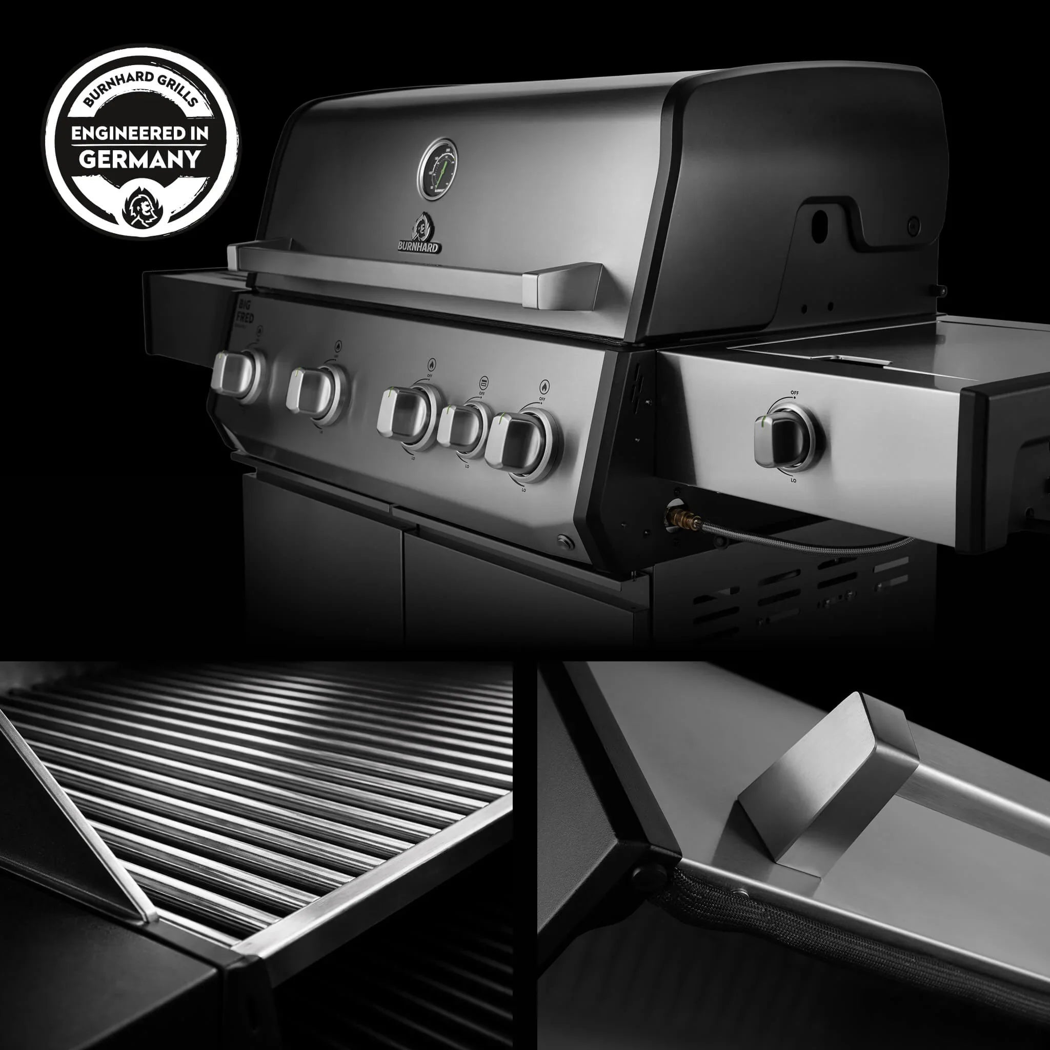 Burnhard Big FRED Deluxe Gasgrill Edelstahl 4 - Brenner mit Gusseisenrost Series 4 - grillstarshop.comBurnhard Big FRED Deluxe Gasgrill Edelstahl 4 - Brenner mit Gusseisenrost Series 4Burnhardgrillstarshop.com