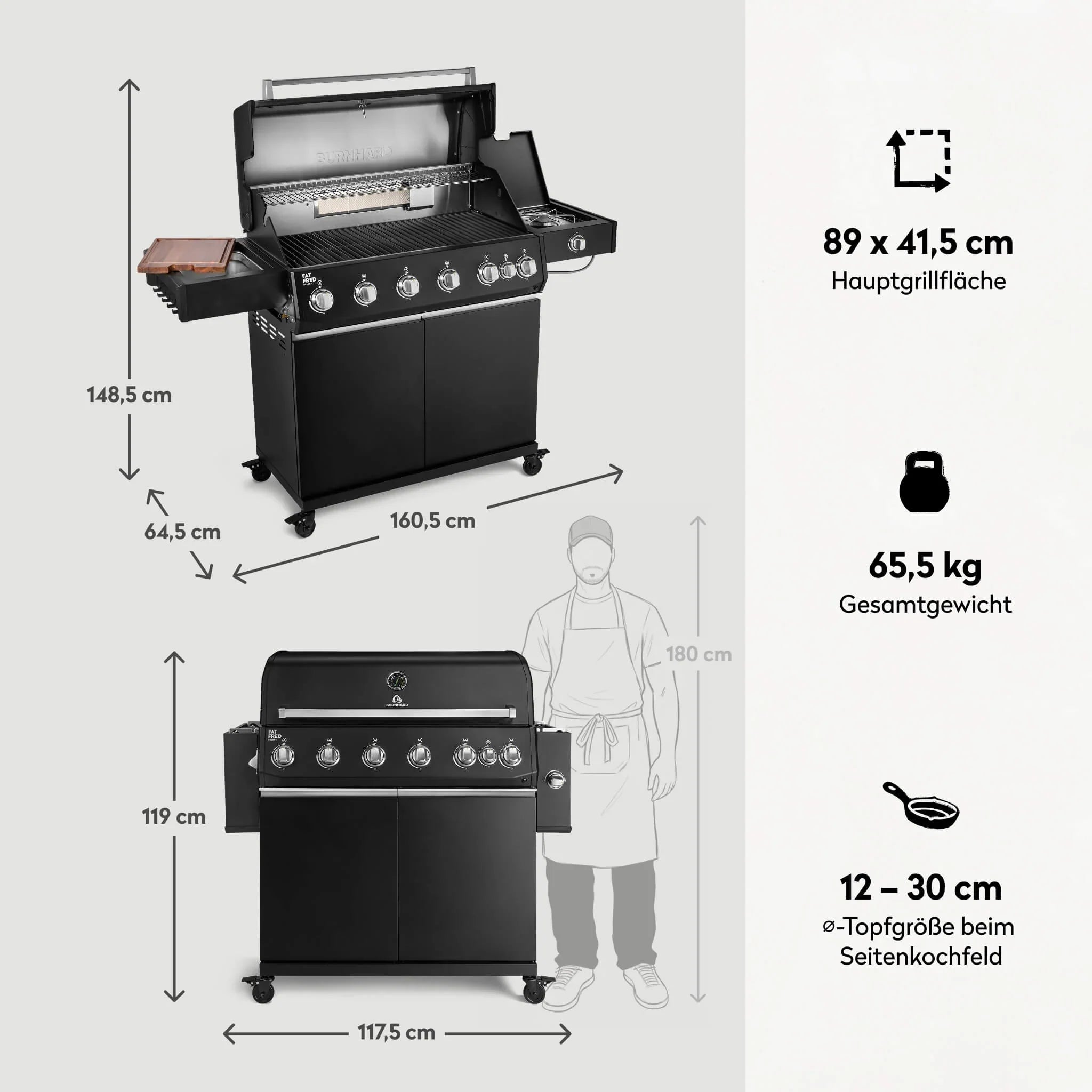 Burnhard Fat FRED Deluxe Gasgril Black Edition 6 - Brenner mit Gusseisenrost (Series 4) - grillstarshop.comBurnhard Fat FRED Deluxe Gasgril Black Edition 6 - Brenner mit Gusseisenrost (Series 4)Burnhardgrillstarshop.com