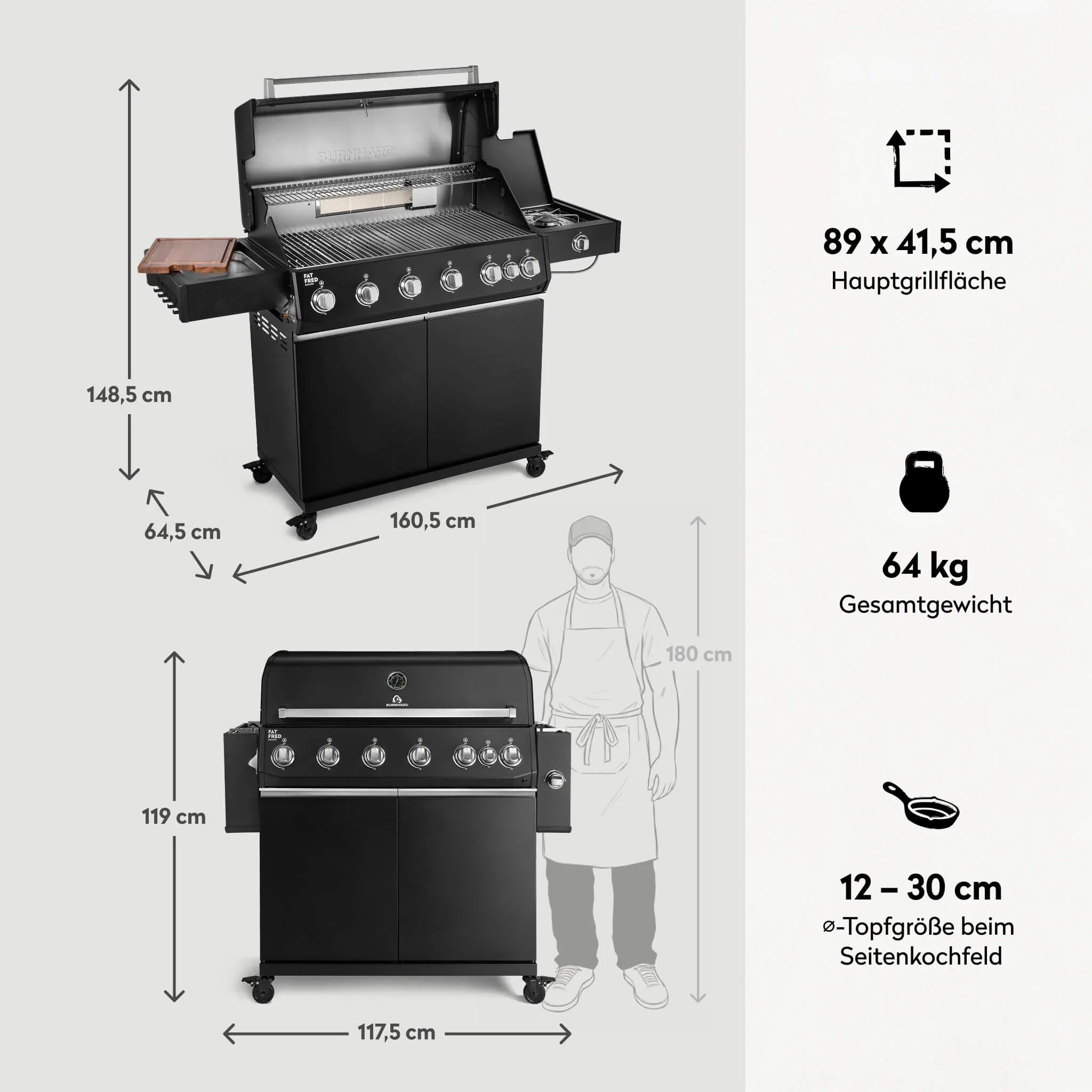 Burnhard Fat FRED Deluxe Gasgrill Black Edition 6 - Brenner mit Edelstahlrost (Series 4) - grillstarshop.comBurnhard Fat FRED Deluxe Gasgrill Black Edition 6 - Brenner mit Edelstahlrost (Series 4)Burnhardgrillstarshop.com