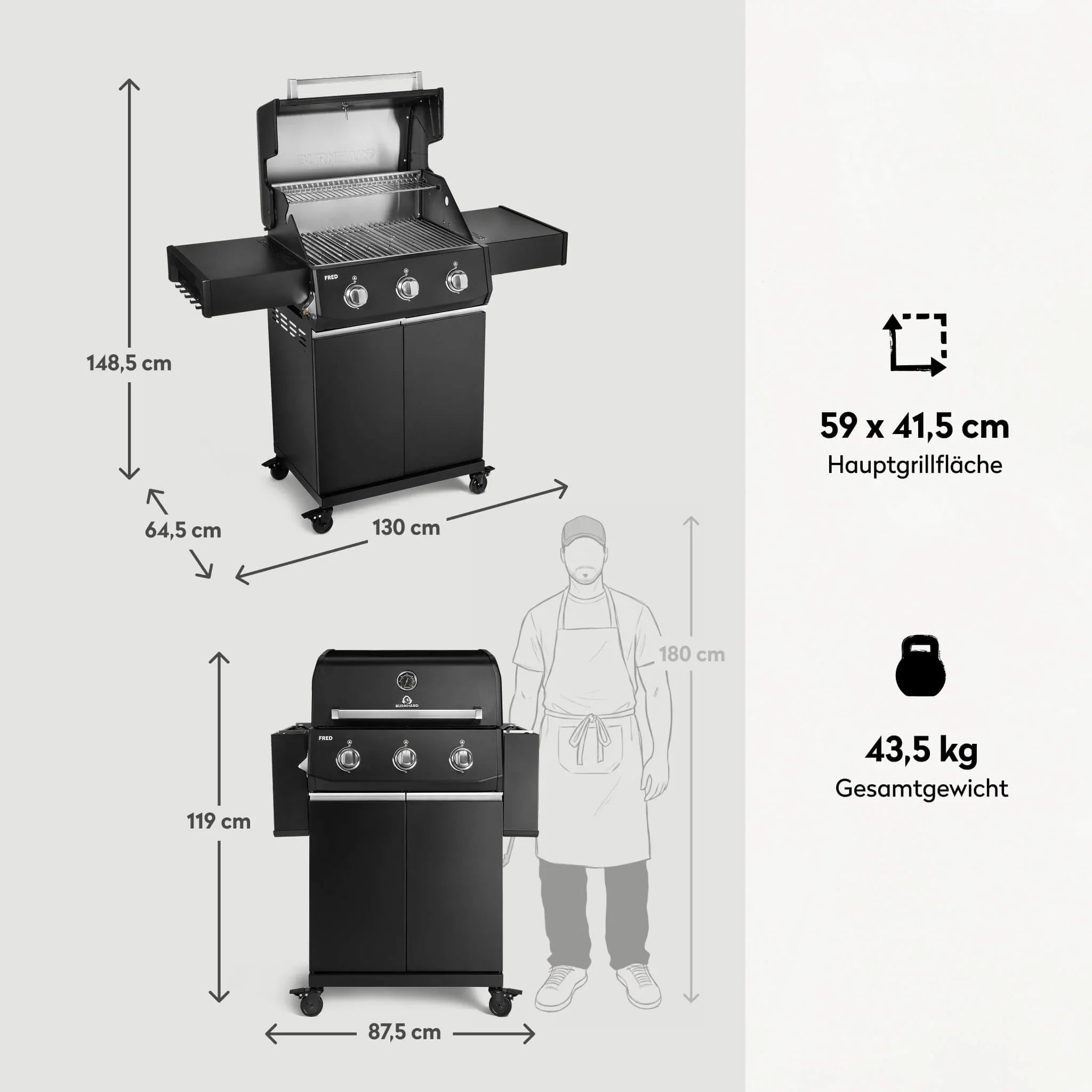 Burnhard FRED Base Gasgrill 3 - Brenner mit Edelstahlrost Series 4 - grillstarshop.comBurnhard FRED Base Gasgrill 3 - Brenner mit Edelstahlrost Series 4Burnhardgrillstarshop.com