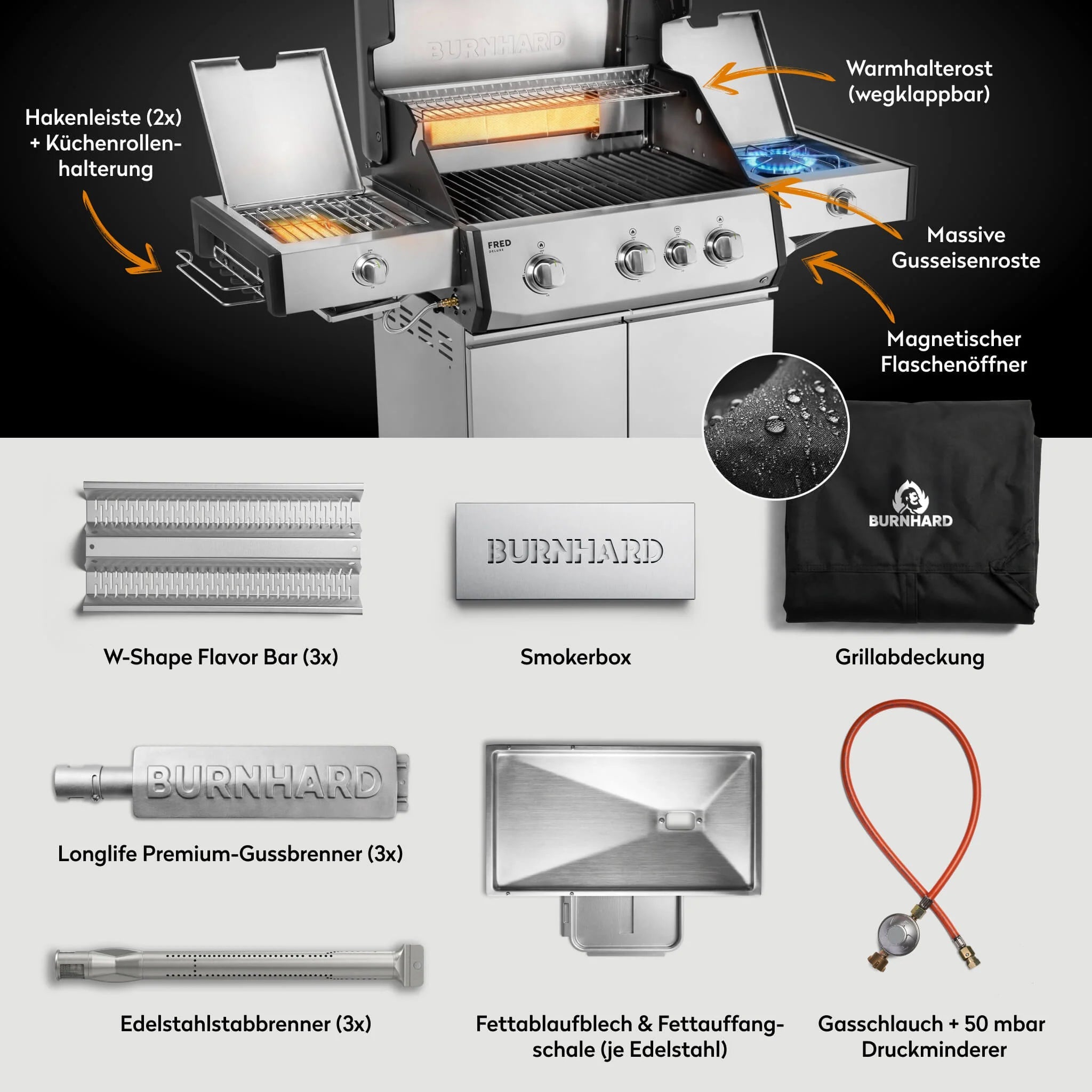 Burnhard FRED Deluxe+ Edelstahl mit Gussrosten (Series 4) - grillstarshop.comBurnhard FRED Deluxe+ Edelstahl mit Gussrosten (Series 4)GrillBurnhardgrillstarshop.com