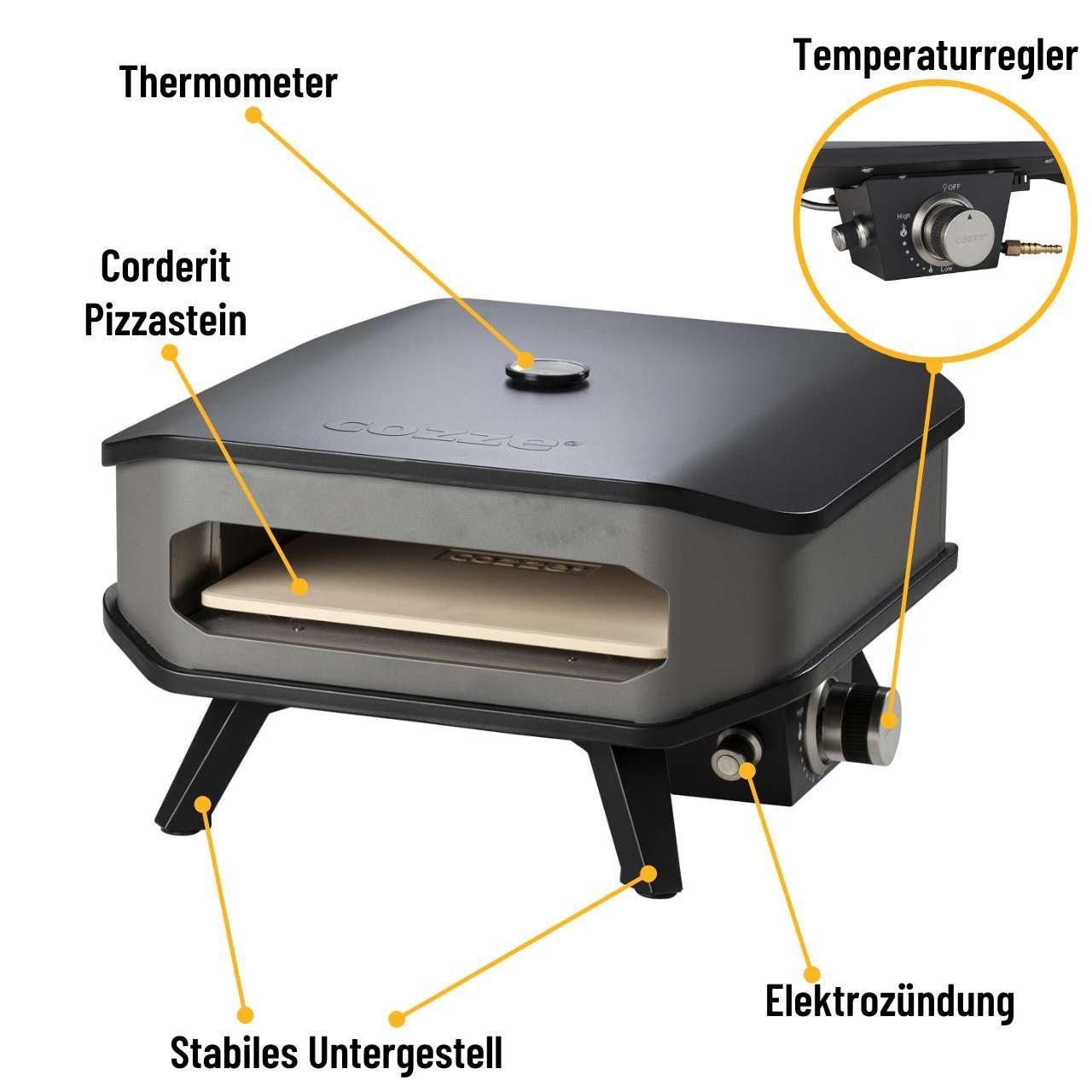 COZZE Pizzaofen 13", inkl. Thermometer, 400°C, 5 kW Leistung, 2 Minuten zur fertigen Pizza, leichter Transport - grillstarshop.comCOZZE Pizzaofen 13", inkl. Thermometer, 400°C, 5 kW Leistung, 2 Minuten zur fertigen Pizza, leichter TransportCOZZEgrillstarshop.comco_903495708614903490