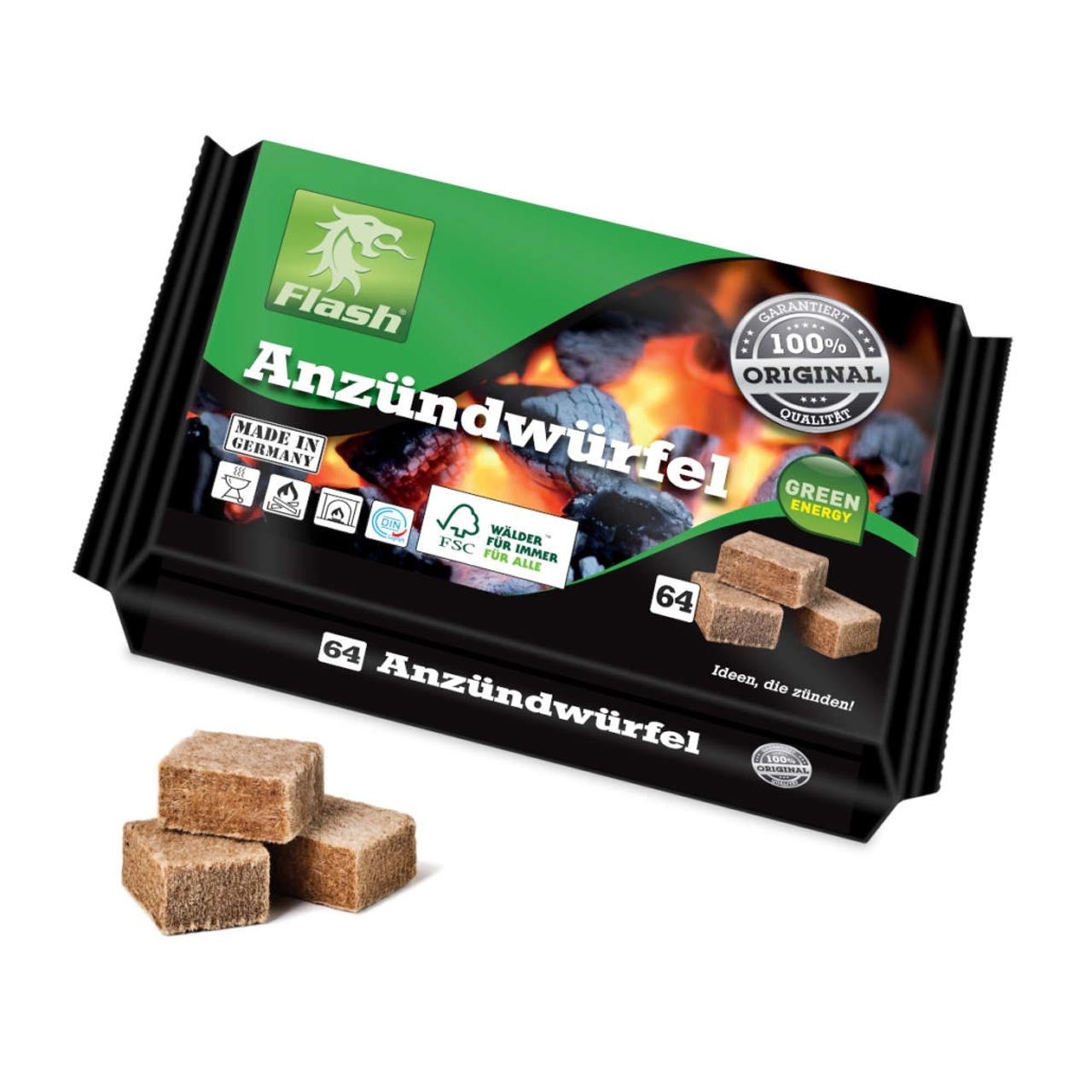 Flash Anzünder Holz & Wachs, 64Stk. - grillstarshop.comFlash Anzünder Holz & Wachs, 64Stk.Flashgrillstarshop.combx - 900644007467906407