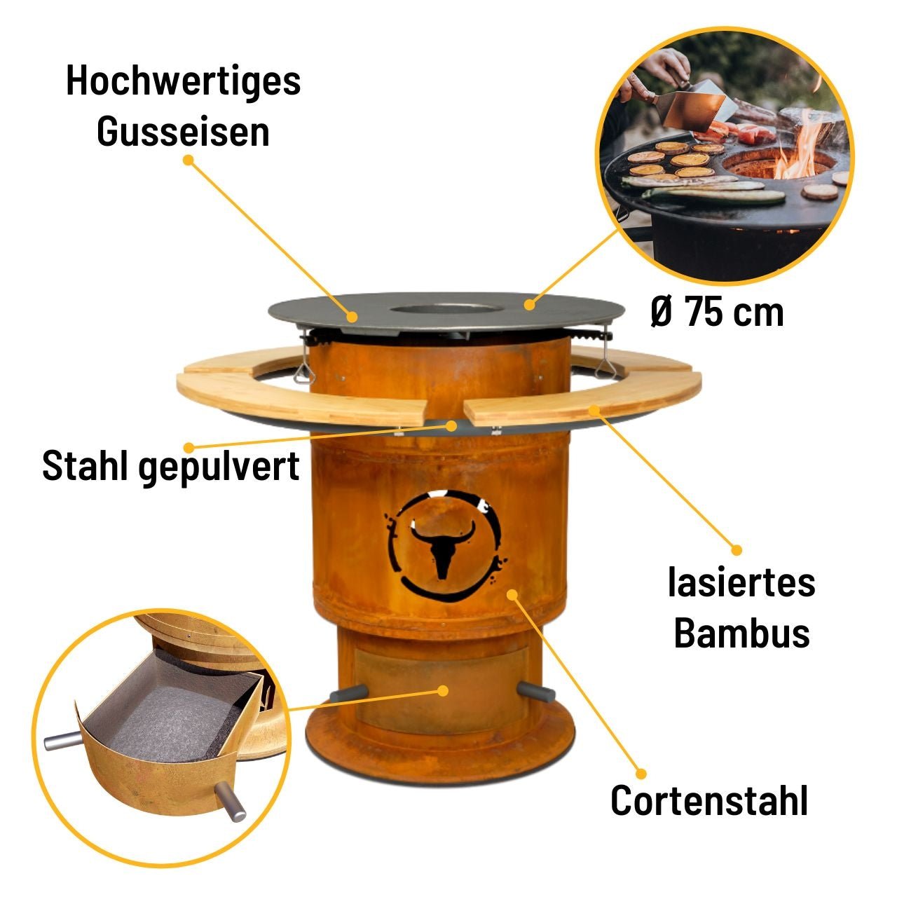 Moesta Bandit FirePlace inkl. lasierten Bambus Ablagen & BBQ - Disk - grillstarshop.comMoesta Bandit FirePlace inkl. lasierten Bambus Ablagen & BBQ - DiskMoestagrillstarshop.com195064260664772156