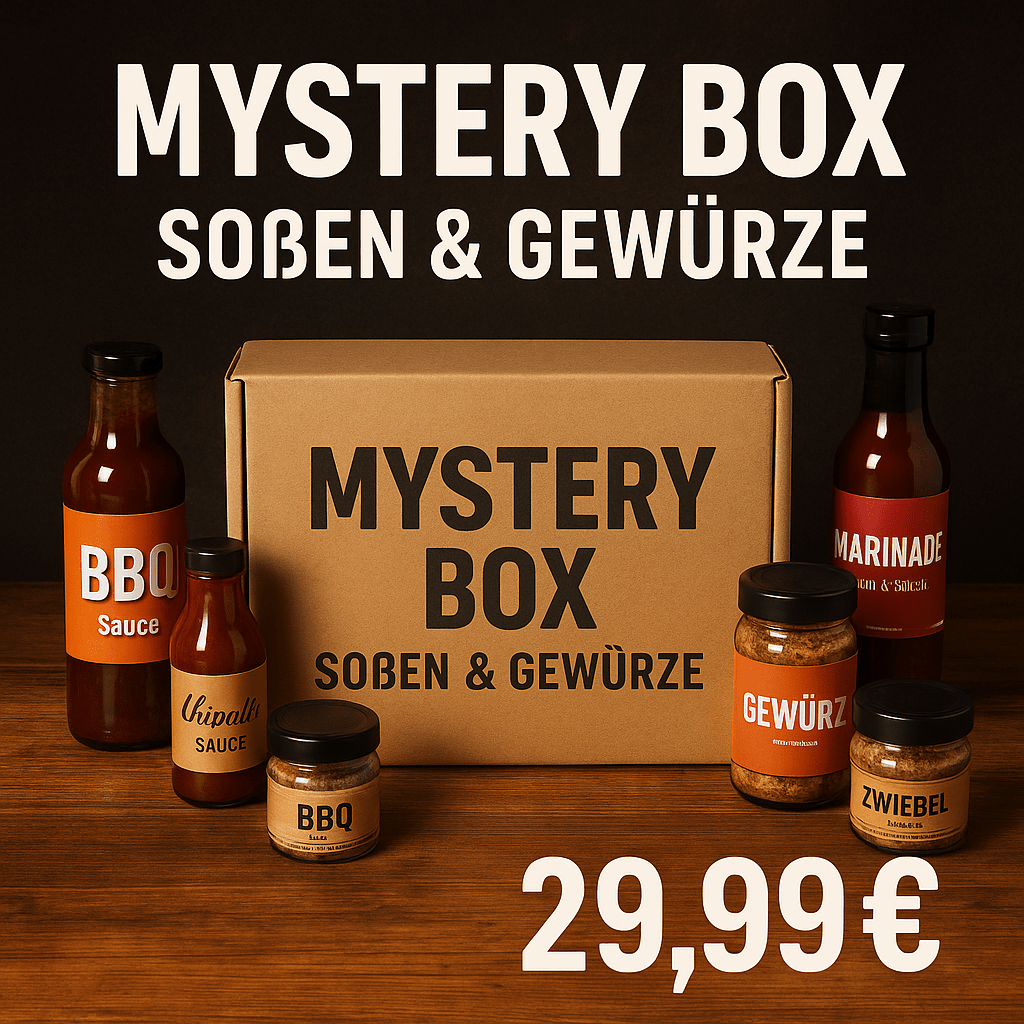 Mystery Box – Soßen & Gewürze im Wert von 60€ (MHD - Ware) - grillstarshop.comMystery Box – Soßen & Gewürze im Wert von 60€ (MHD - Ware)GewürzeGrillstargrillstarshop.com