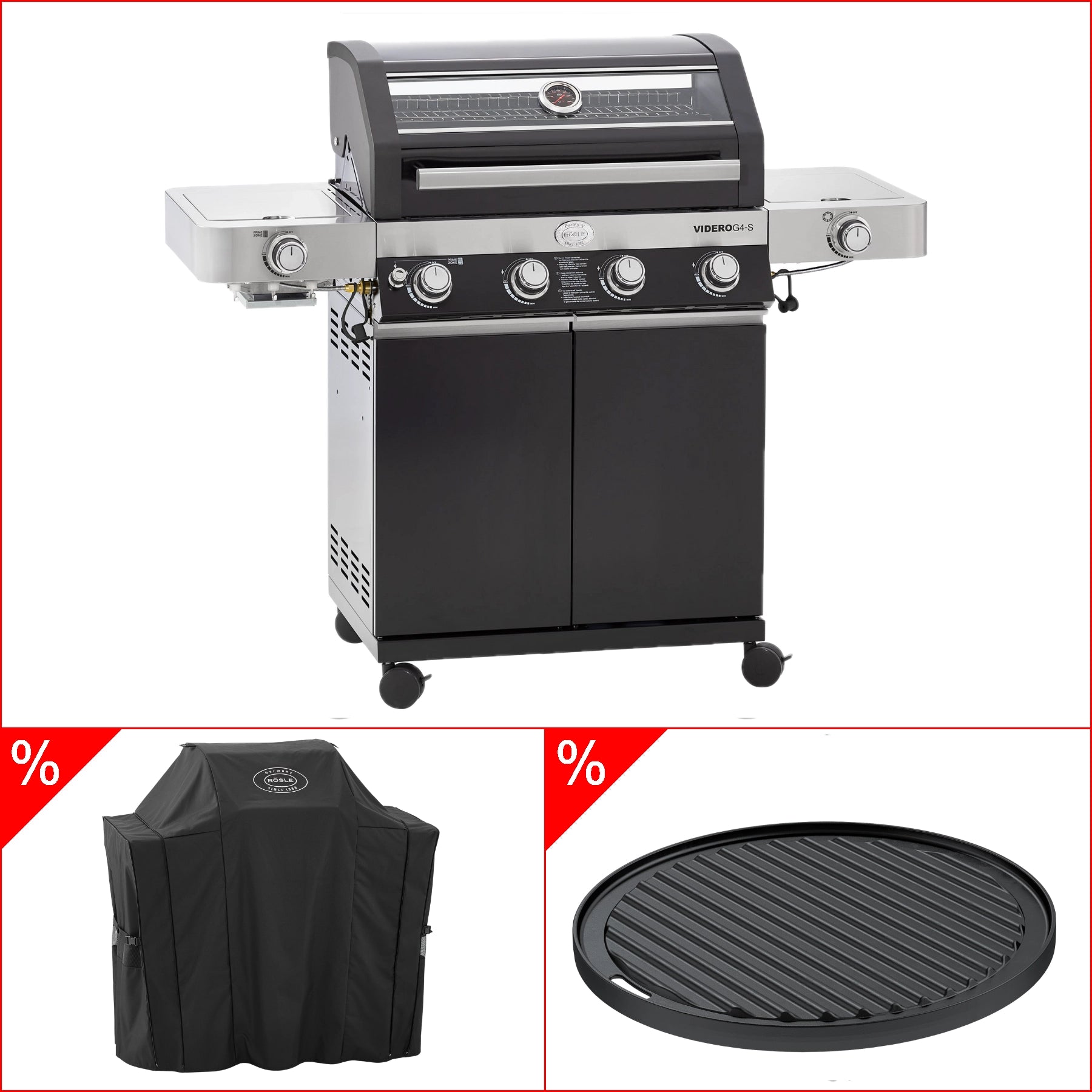 Rösle Gasgrill BBQ - Station VIDERO G4 - S Vario + 50 mbar inkl. GRATIS Abdeckhaube und Grillplatte rund - grillstarshop.comRösle Gasgrill BBQ - Station VIDERO G4 - S Vario + 50 mbar inkl. GRATIS Abdeckhaube und Grillplatte rundRöslegrillstarshop.com25524_25517_25423