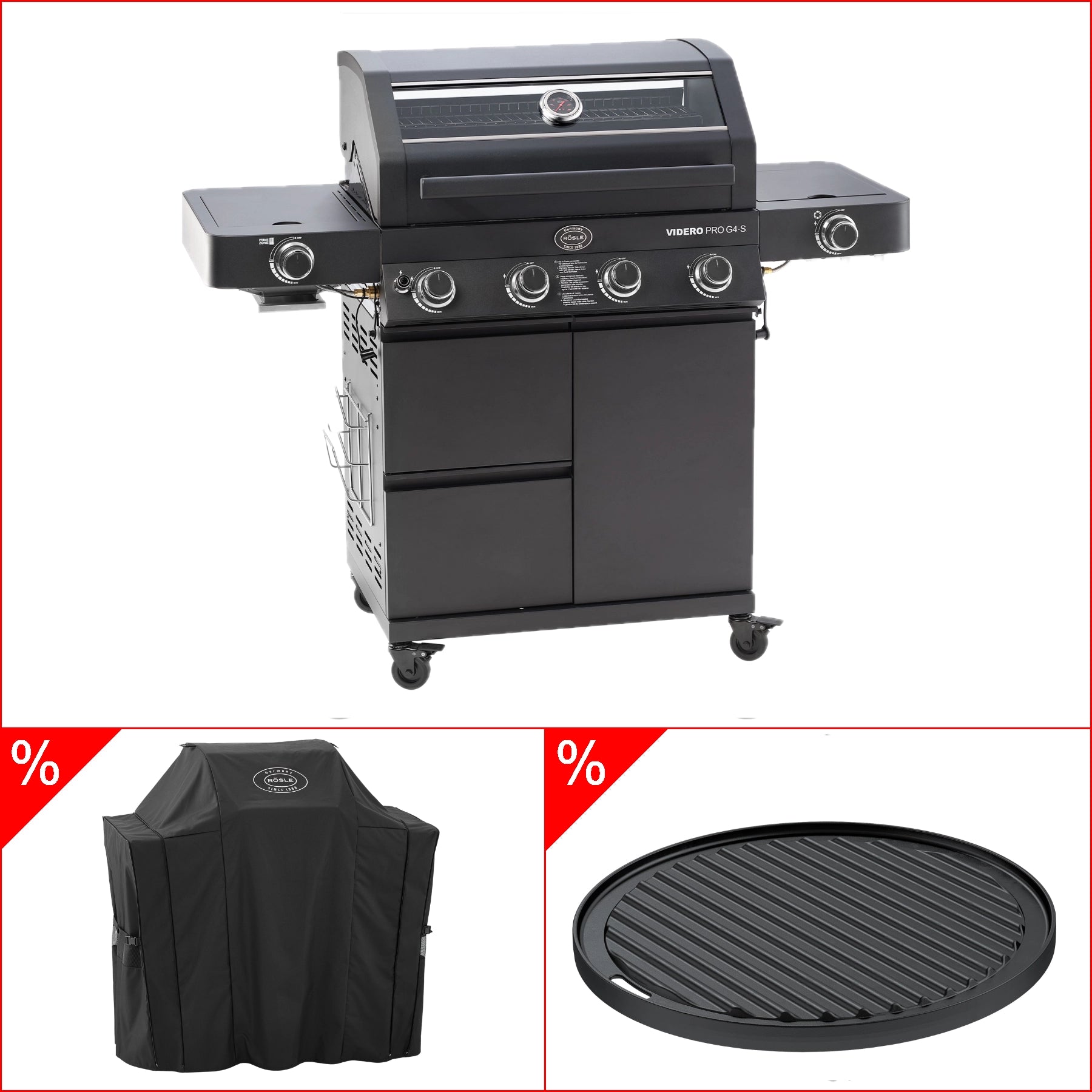 Rösle Videro Pro G4 - S Vario+ 50mbar inkl. GRATIS Abdeckhaube und Grillplatte, rund - grillstarshop.comRösle Videro Pro G4 - S Vario+ 50mbar inkl. GRATIS Abdeckhaube und Grillplatte, rundRöslegrillstarshop.com25571_25517_25423