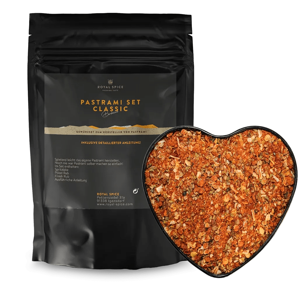 Royal Spice Pastrami Set Classic NY Style 4 Kg für bis zu 40 Kg Pastrami - grillstarshop.comRoyal Spice Pastrami Set Classic NY Style 4 Kg für bis zu 40 Kg PastramiGewürzeRoyal Spicegrillstarshop.com