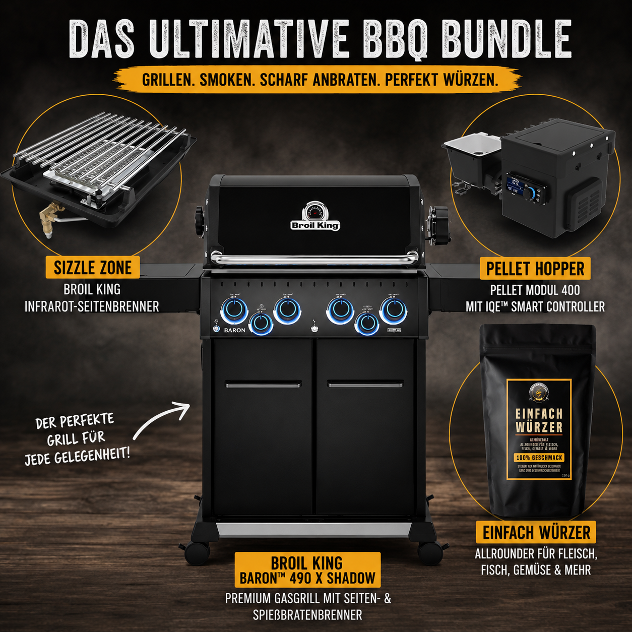 Broil King Baron 490 X Shadow | Einfach Grillen Bundle