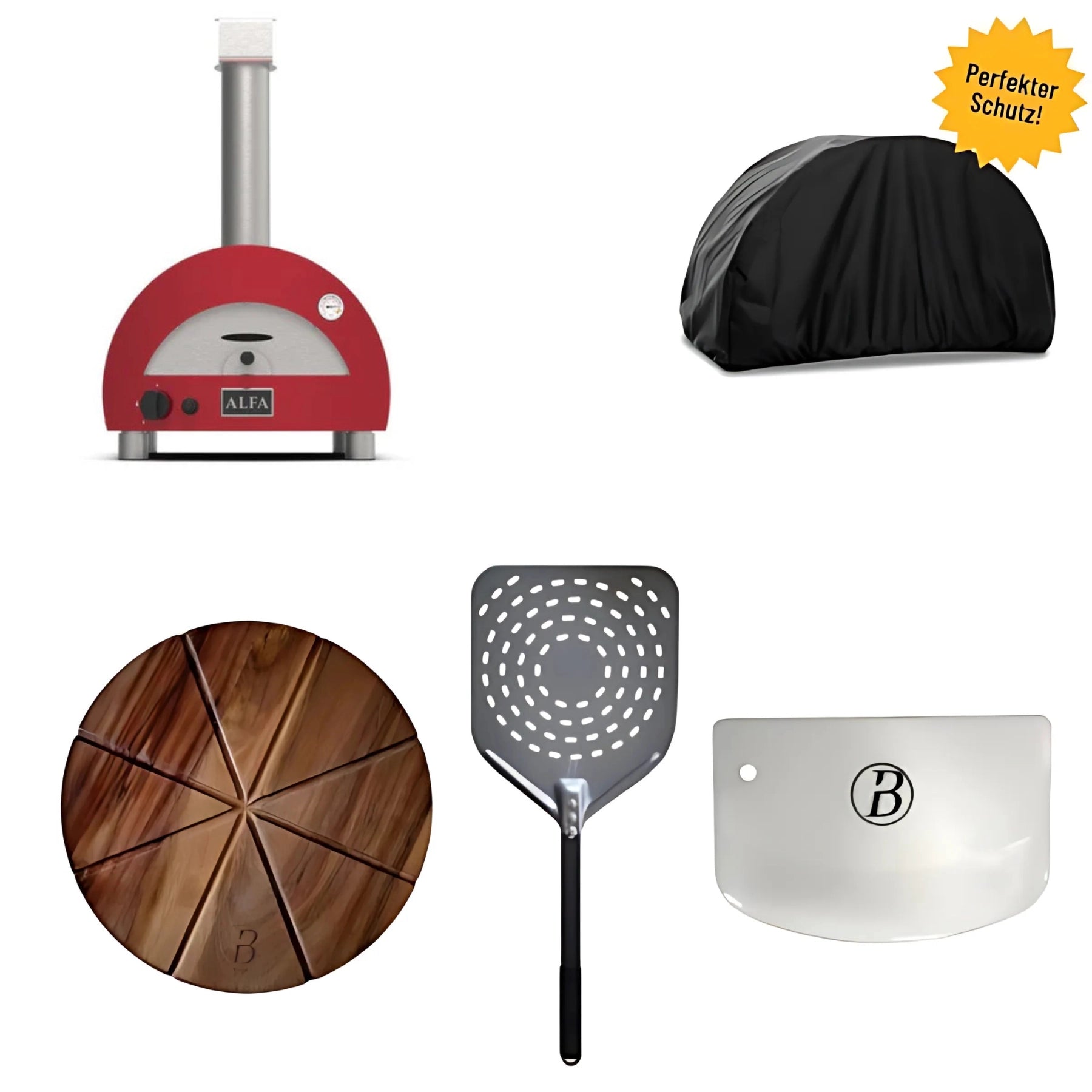 Alfa Portable ROT inkl. Abdeckhaube, Babossa Pizzaschaufel, Teigschaber 2 Stk. & Pizzabrett - grillstarshop.comAlfa Portable ROT inkl. Abdeckhaube, Babossa Pizzaschaufel, Teigschaber 2 Stk. & PizzabrettPizzaofenAlfa Fornigrillstarshop.com