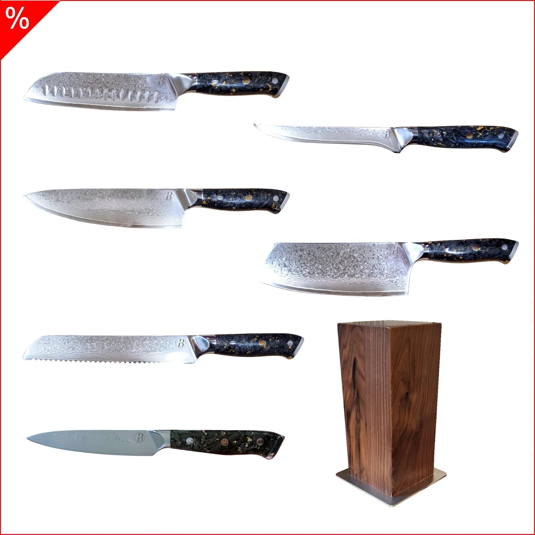 Babossa "Aurum Noir" 6 - teiliges Messerset mit Messerblock - grillstarshop.comBabossa "Aurum Noir" 6 - teiliges Messerset mit MesserblockBabossagrillstarshop.com