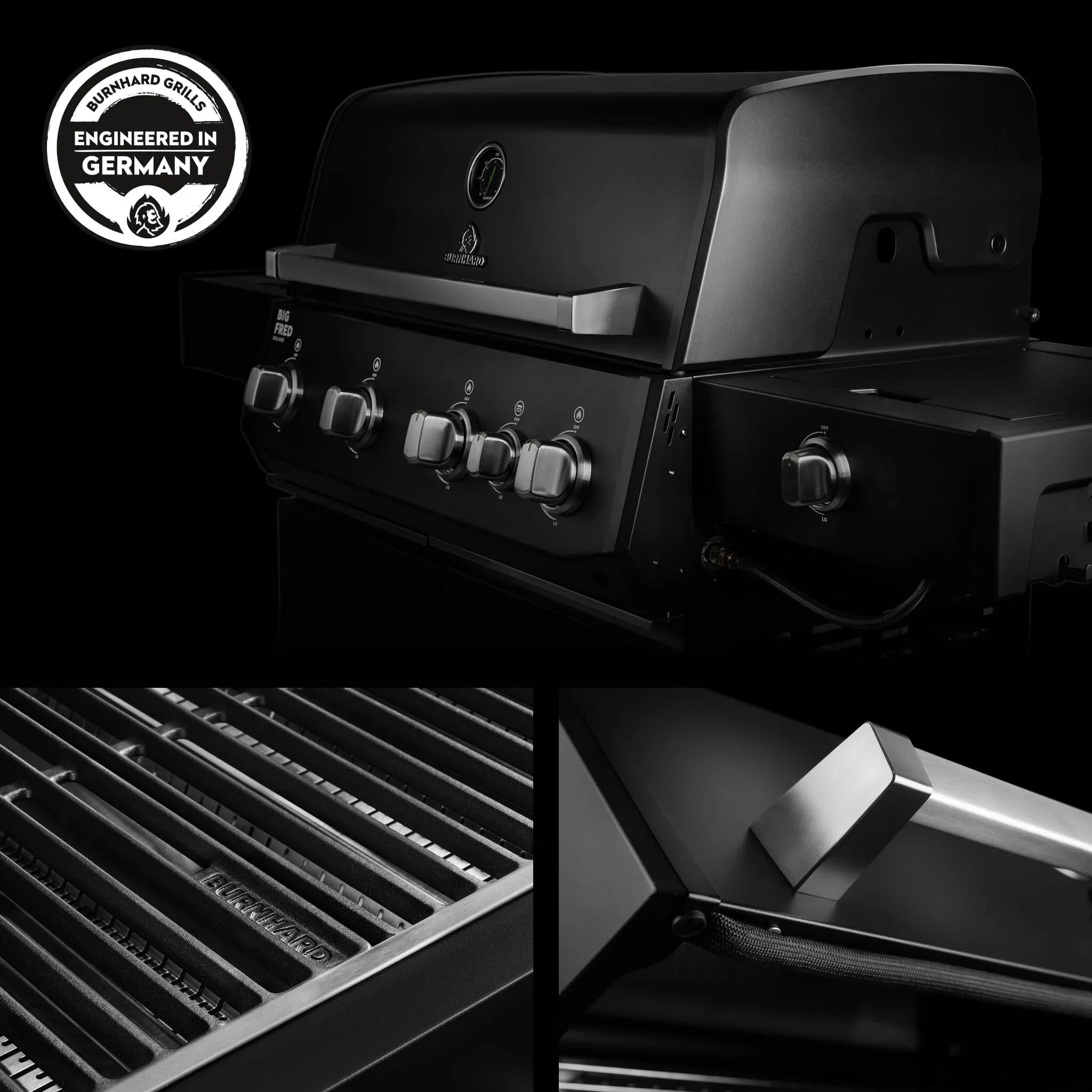 Burnhard Big FRED Deluxe+ Gasgrill Black Edition 4 - Brenner mit Edelstahlrost Series 4 - grillstarshop.comBurnhard Big FRED Deluxe+ Gasgrill Black Edition 4 - Brenner mit Edelstahlrost Series 4Burnhardgrillstarshop.com