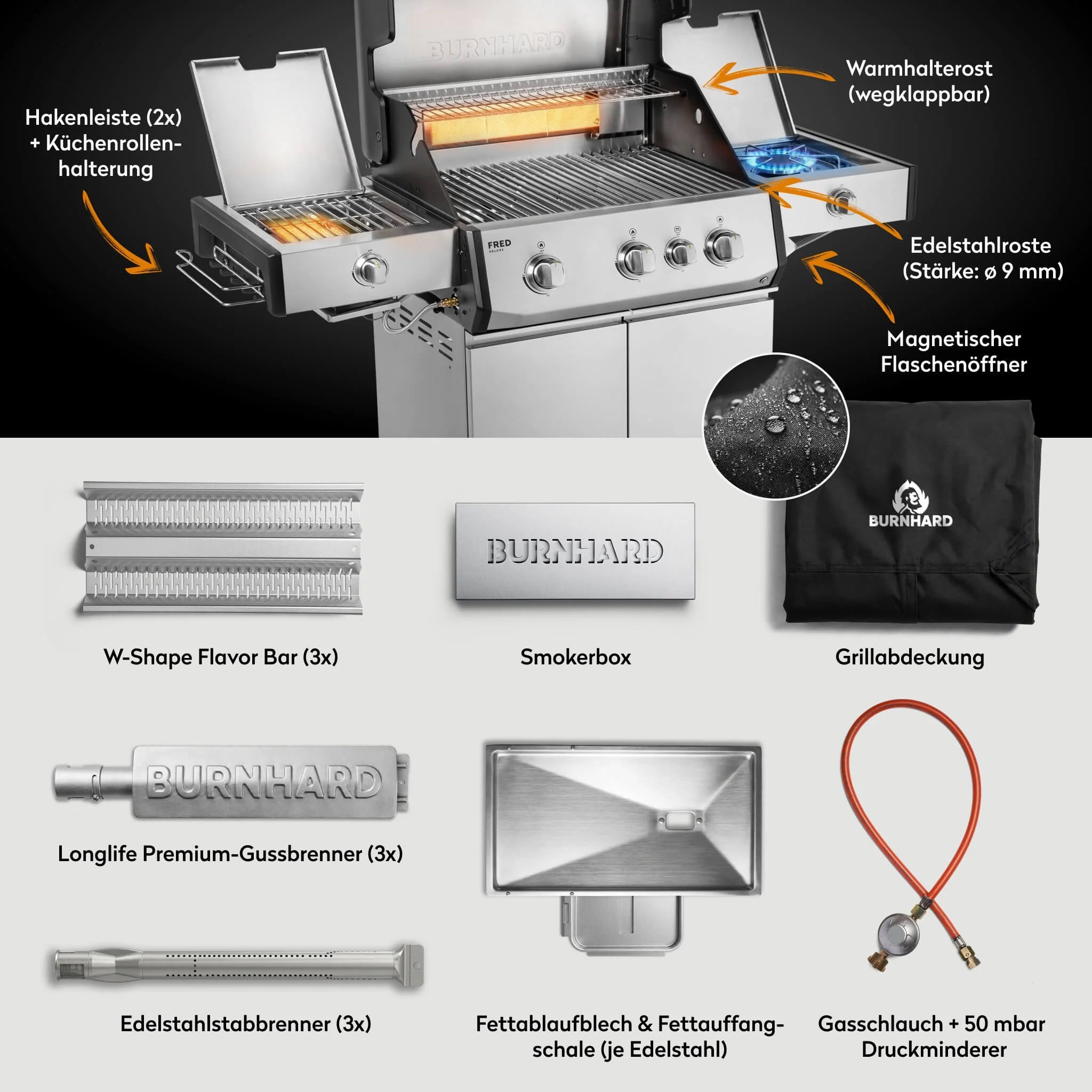 Burnhard Burnhard FRED Deluxe+ Edelstahl mit Edelstahlrosten - grillstarshop.comBurnhard Burnhard FRED Deluxe+ Edelstahl mit EdelstahlrostenGrillBurnhardgrillstarshop.com
