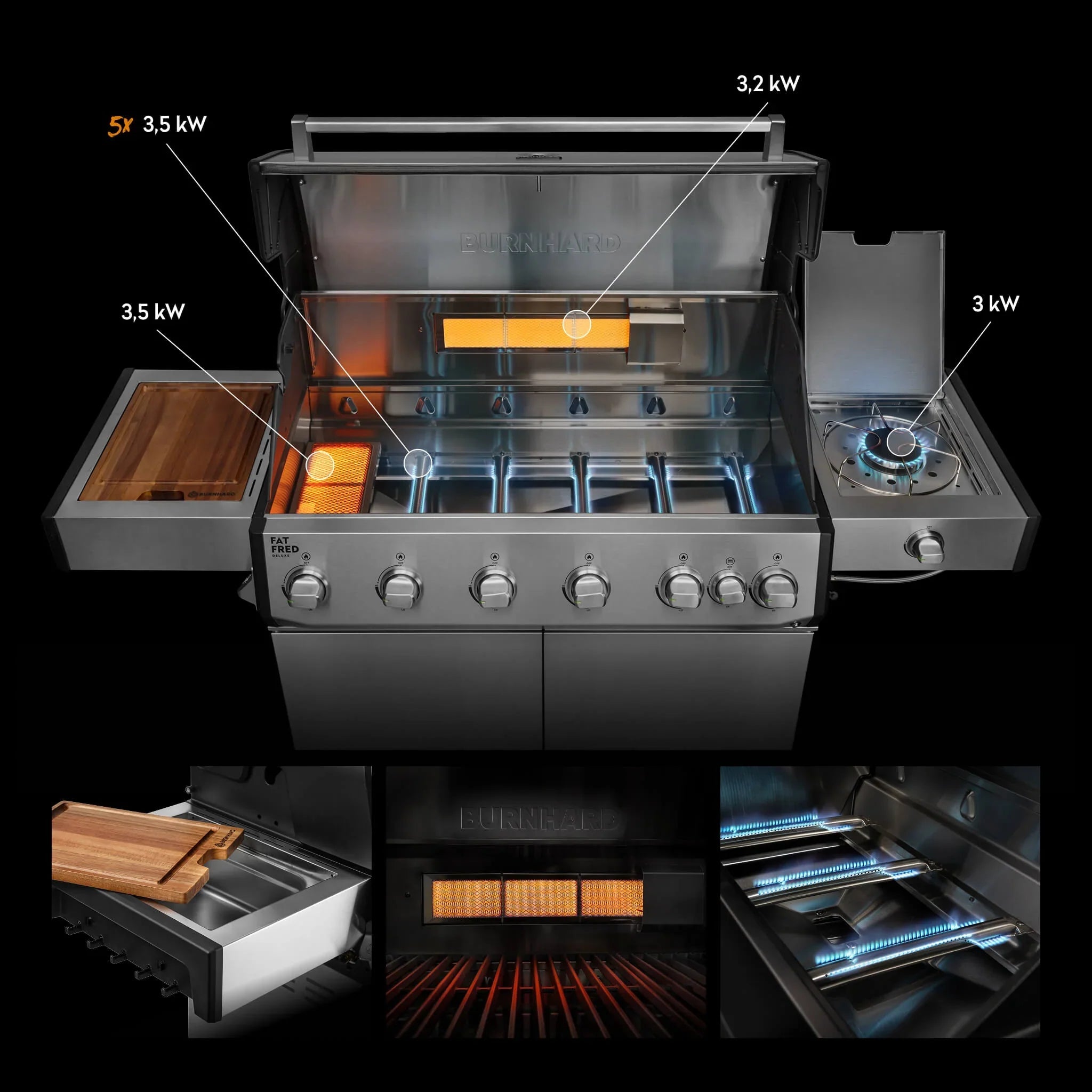 Burnhard Fat FRED Deluxe Gasgrill 6 - Brenner Edelstahl mit Edelstahlrost Series 4 - grillstarshop.comBurnhard Fat FRED Deluxe Gasgrill 6 - Brenner Edelstahl mit Edelstahlrost Series 4Burnhardgrillstarshop.com