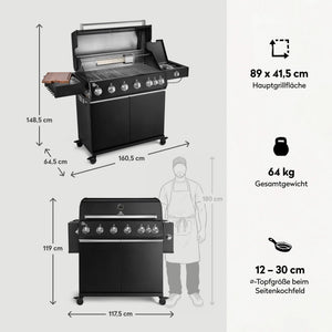 Burnhard Fat FRED Deluxe Gasgrill Black Edition 6 - Brenner mit Edelstahlrost (Series 4) - grillstarshop.comBurnhard Fat FRED Deluxe Gasgrill Black Edition 6 - Brenner mit Edelstahlrost (Series 4)Burnhardgrillstarshop.com