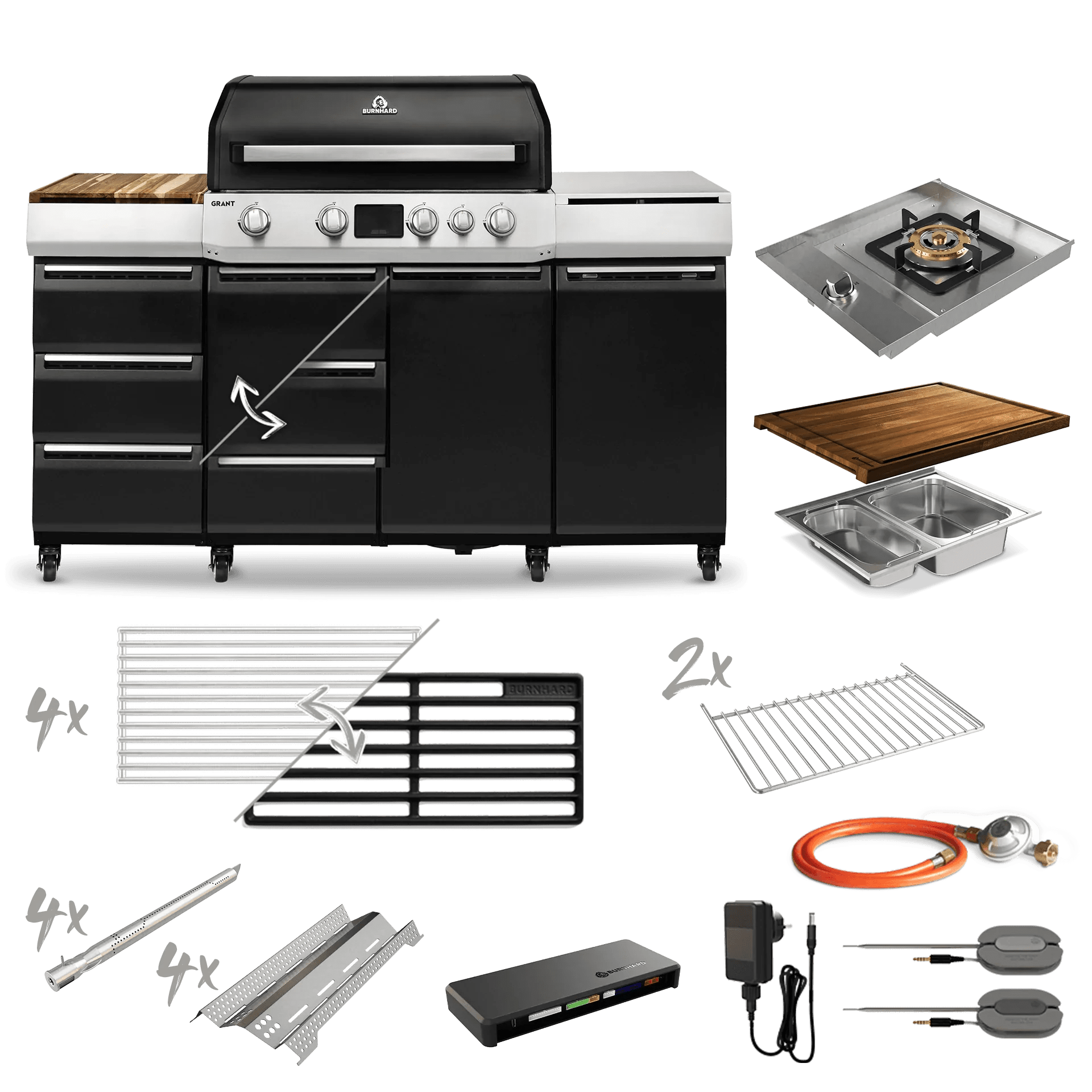 Burnhard GRANT Pro - Modularer Gasgrill 4 - Brenner mit Türen und Gusseisenrost - grillstarshop.comBurnhard GRANT Pro - Modularer Gasgrill 4 - Brenner mit Türen und GusseisenrostGrillBurnhardgrillstarshop.com