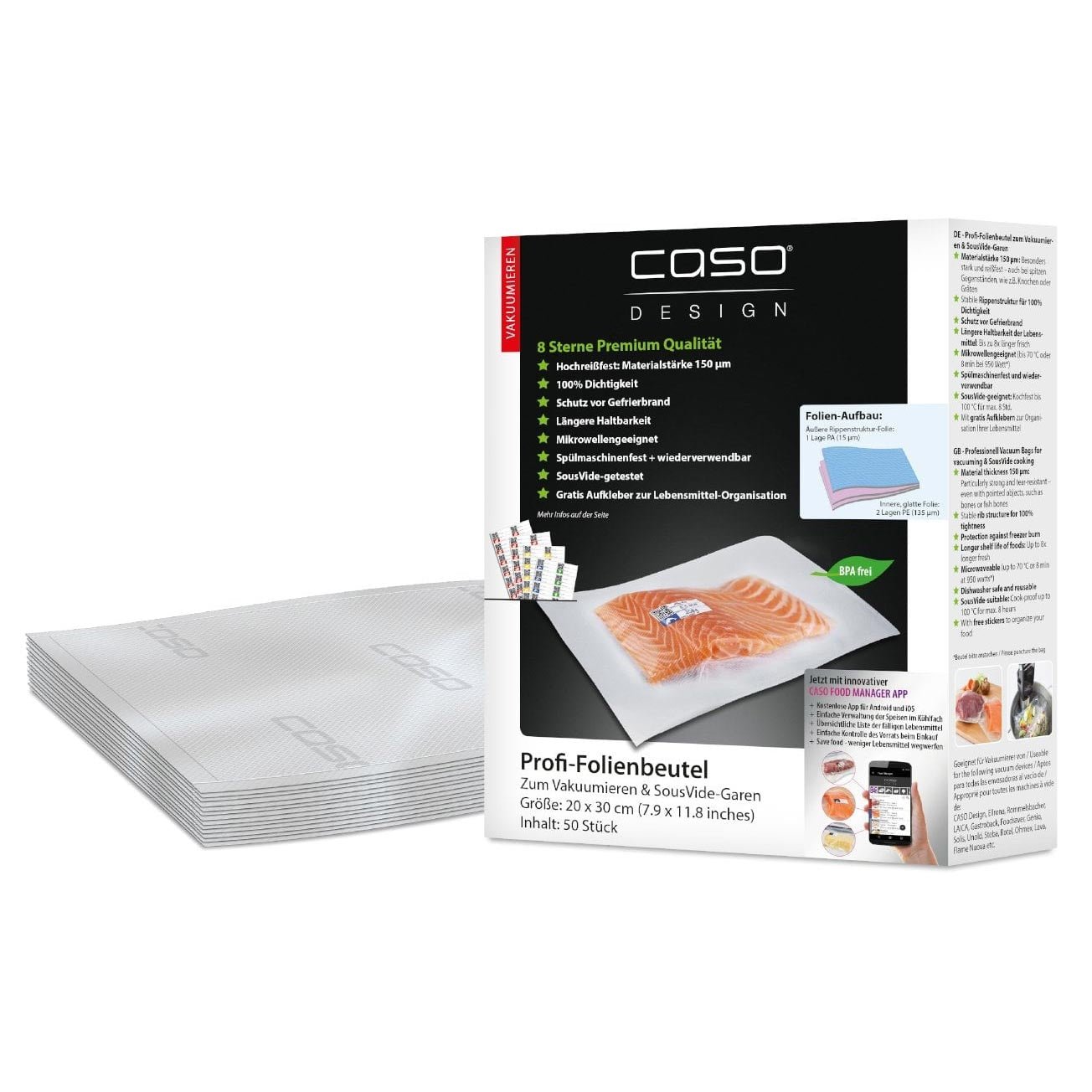 CASO Folienbeutel, 20x3 cm 50Stk. - grillstarshop.comCASO Folienbeutel, 20x3 cm 50Stk.CASOgrillstarshop.comcg12194038437012194