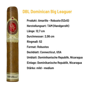 DBL Dominican Big Leaguer - Amarillo Robusto - Dominikanische Republik - grillstarshop.comDBL Dominican Big Leaguer - Amarillo Robusto - Dominikanische RepublikPasionpurogrillstarshop.com150013800170600652