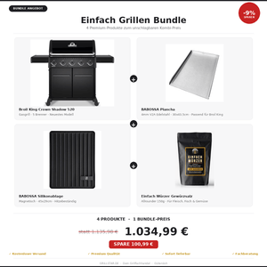 Einfach Grillen Bundle | Broil King Crown Shadow 520 | Einfach Würzer | BABOSSA Plancha | BABOSSA Silikonablage - grillstarshop.comEinfach Grillen Bundle | Broil King Crown Shadow 520 | Einfach Würzer | BABOSSA Plancha | BABOSSA SilikonablageGrillsBroil Kinggrillstarshop.com