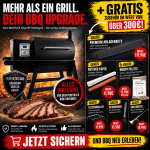 Moesta Sheriff Pelletgrill 2.0 Bundle inkl. schwarzem Ablagebrett, Pellets uvm. - grillstarshop.comMoesta Sheriff Pelletgrill 2.0 Bundle inkl. schwarzem Ablagebrett, Pellets uvm.Moestagrillstarshop.com