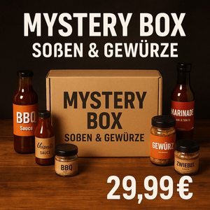 Mystery Box – Soßen & Gewürze im Wert von 60€ (MHD - Ware) - grillstarshop.comMystery Box – Soßen & Gewürze im Wert von 60€ (MHD - Ware)GewürzeGrillstargrillstarshop.com