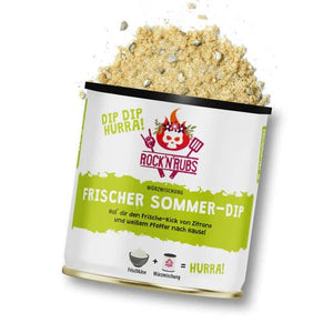 Rock 'n' Rubs Dip Dip Hurra Frischer Sommer Dip - 170 g - grillstarshop.comRock 'n' Rubs Dip Dip Hurra Frischer Sommer Dip - 170 gGewürzeRock 'n' Rubsgrillstarshop.com