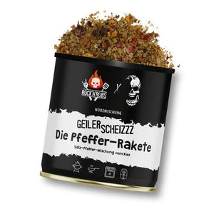 Rock 'n' Rubs Geiler Scheizzz - Die Pfeffer - Rakete - 170 g - grillstarshop.comRock 'n' Rubs Geiler Scheizzz - Die Pfeffer - Rakete - 170 gGewürzeRock 'n' Rubsgrillstarshop.com