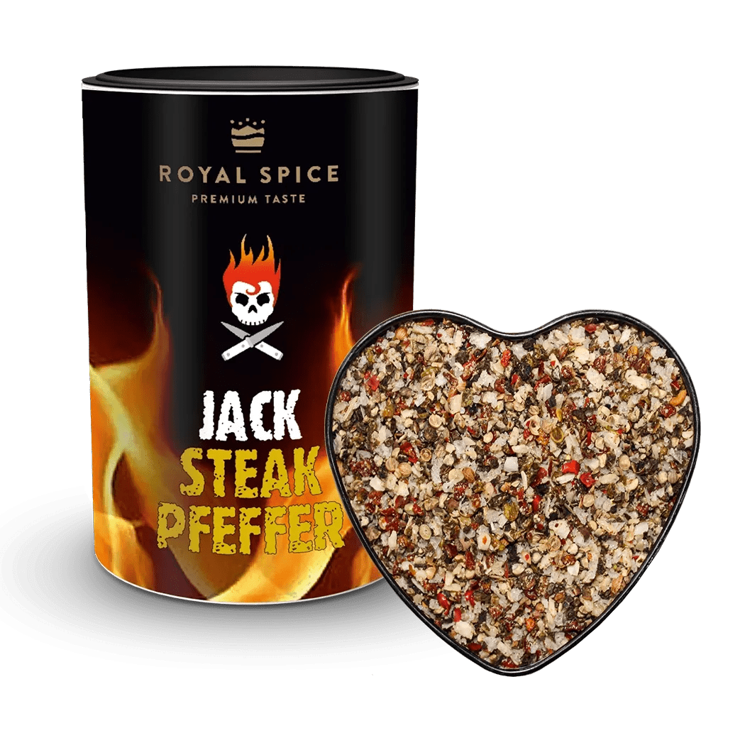 Royal Spice Jack Steakpfeffer Gewürzzubereitung, 90g Dose - grillstarshop.comRoyal Spice Jack Steakpfeffer Gewürzzubereitung, 90g DoseGewürzeRoyal Spicegrillstarshop.com
